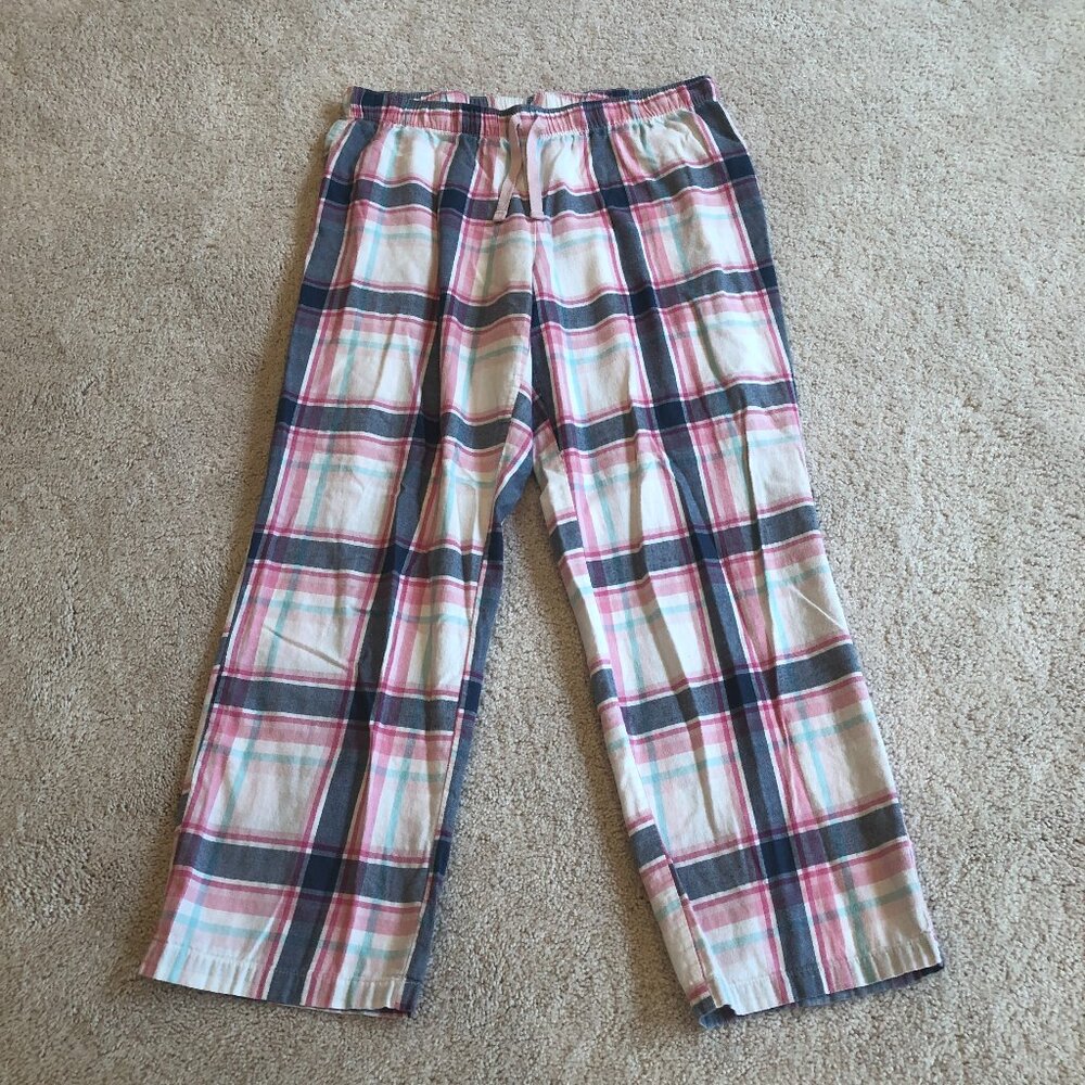 Amazon Essentials Pink/Blue Plaid Drawstring PJs Pajamas Bottoms